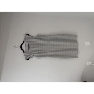 Elie‎ Tahari Stefana Grey Gingham Cap Ruffled Sleeve Sheath Dress Women's 10
